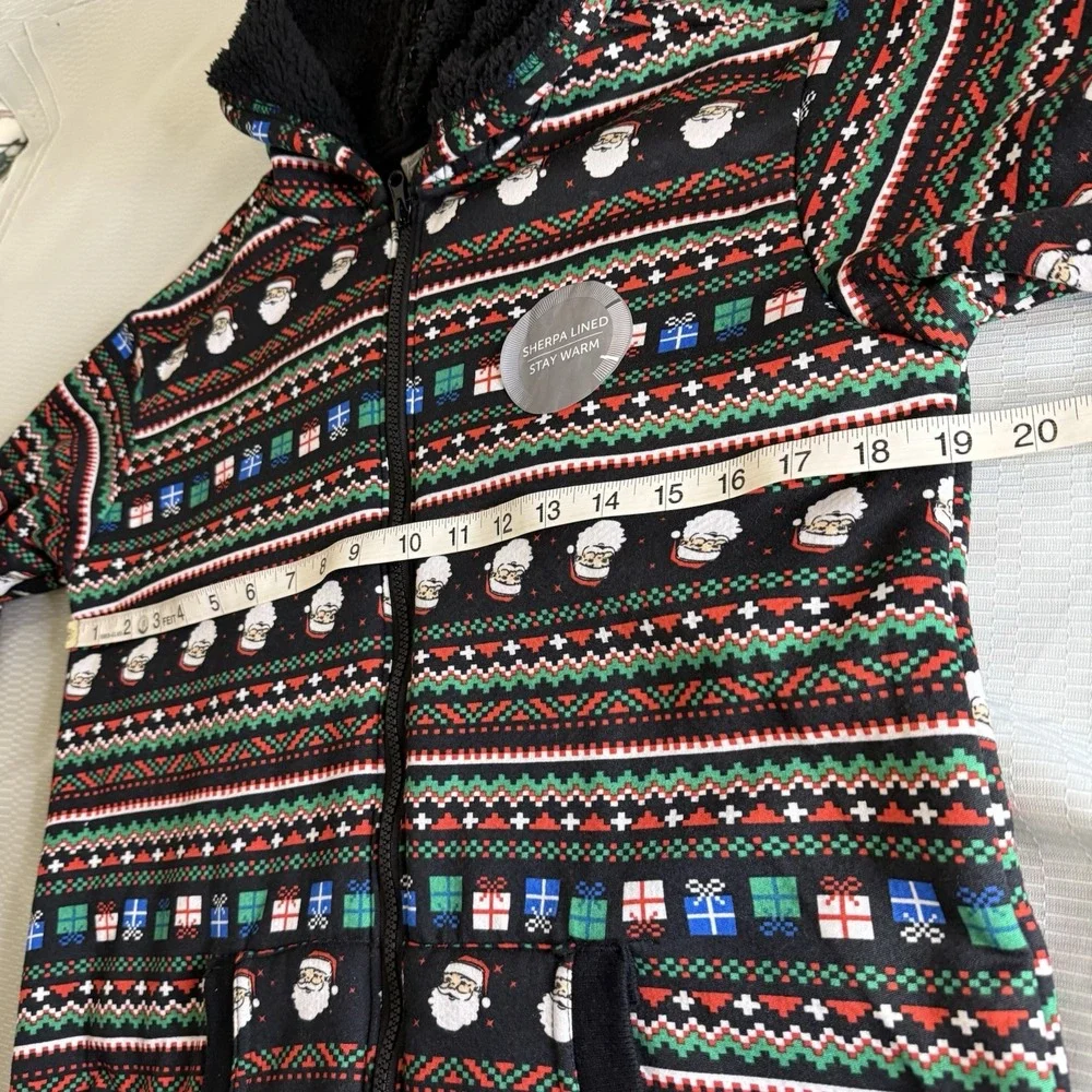 Berkley Jensen Christmas Hoodie Jacket Juniors Sz 14-16 Santa Cozy Plush Lined
